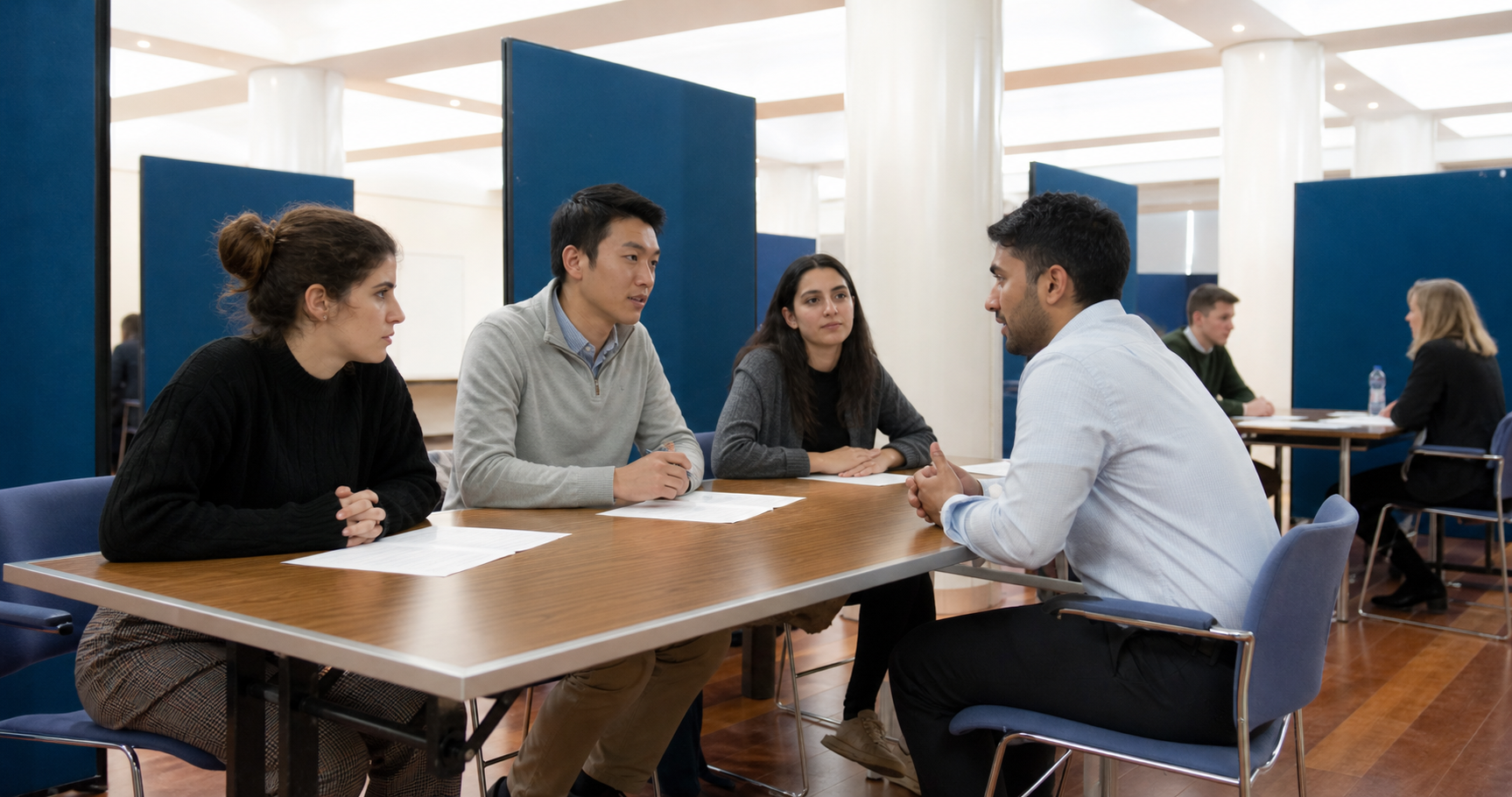 Prospective dental students being interviewed at MMI dentistry stations